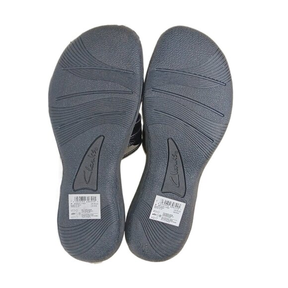 Clarks Cloudsteppers Breeze Piper Sandals Womens 9 Black Patent Comfort Slides - Picture 5 of 5